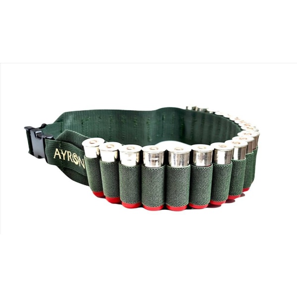 Cartuccera elastica cintura cal 12 16 20 da caccia nylon Cartucciera regolabile Verde