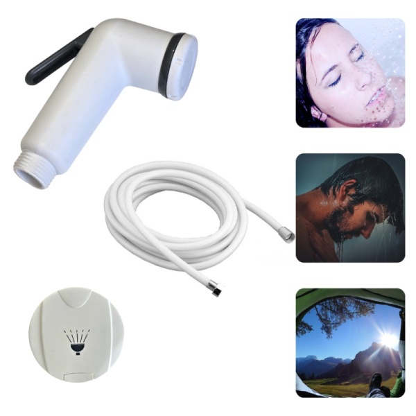 kit Doccetta con tubo da campeggio Giardino piscina Bidet a mano per bagno barca a vela WC Doccia a Mano Idroscopino Camper - immagine 7