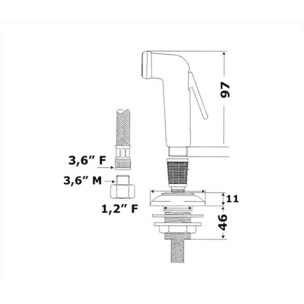 kit Doccetta con tubo da campeggio Giardino piscina Bidet a mano per bagno barca a vela WC Doccia a Mano Idroscopino Camper - immagine 3