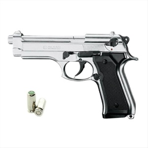 La Pistola SCACCIACANI, A Salve, Bruni 92 Cal 8 mm  NIKELATA Scacciacani Legale che non vanno denunciate + 50 cartucce
