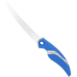 Coltello in Titanio Curvo da Pesce Carne sfiletto disosso in acciaio inossidabile resistente alla corrosione con bordo affilato di precisione e impugnatura antiscivolo per uso in acqua