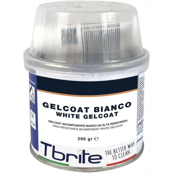 T-Brite Gelcoat Bianco Bicomponente ad Alta Resistenza, 200g, per Riparazione Superfici Nautiche